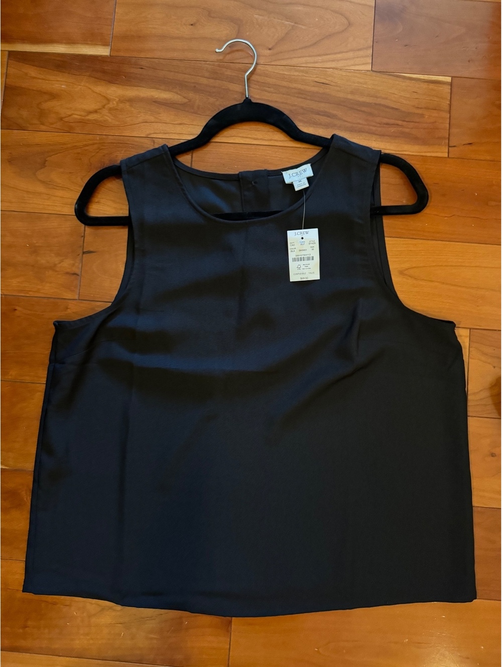 J.Crew Women's Black Sleeveless Button-Back Polyester Top, Size M, New with Tags